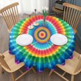thumbnail image 3 of Colorful Tie Dye Circular Pattern Round Tablecloth 60"x60",Wrinkle Wipeable Table Cloth for Kitchen Dining Room Picnic Patio Party, 3 of 6