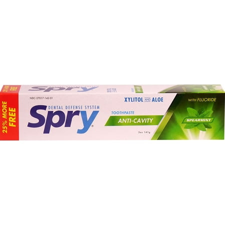 Xlear Spry Anti-Cavity Xylitol Toothpaste With Fluoride And Aloe Spearmint -- 5 Oz