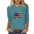 thumbnail image 2 of Dazajoo American Flag T Shirt for Women 4th of July USA Flag 3/4 Sleeve Shirts 2024 Womens Independence Day Round Neck Patriotic Tunic Tops ,Blue,M, 2 of 6