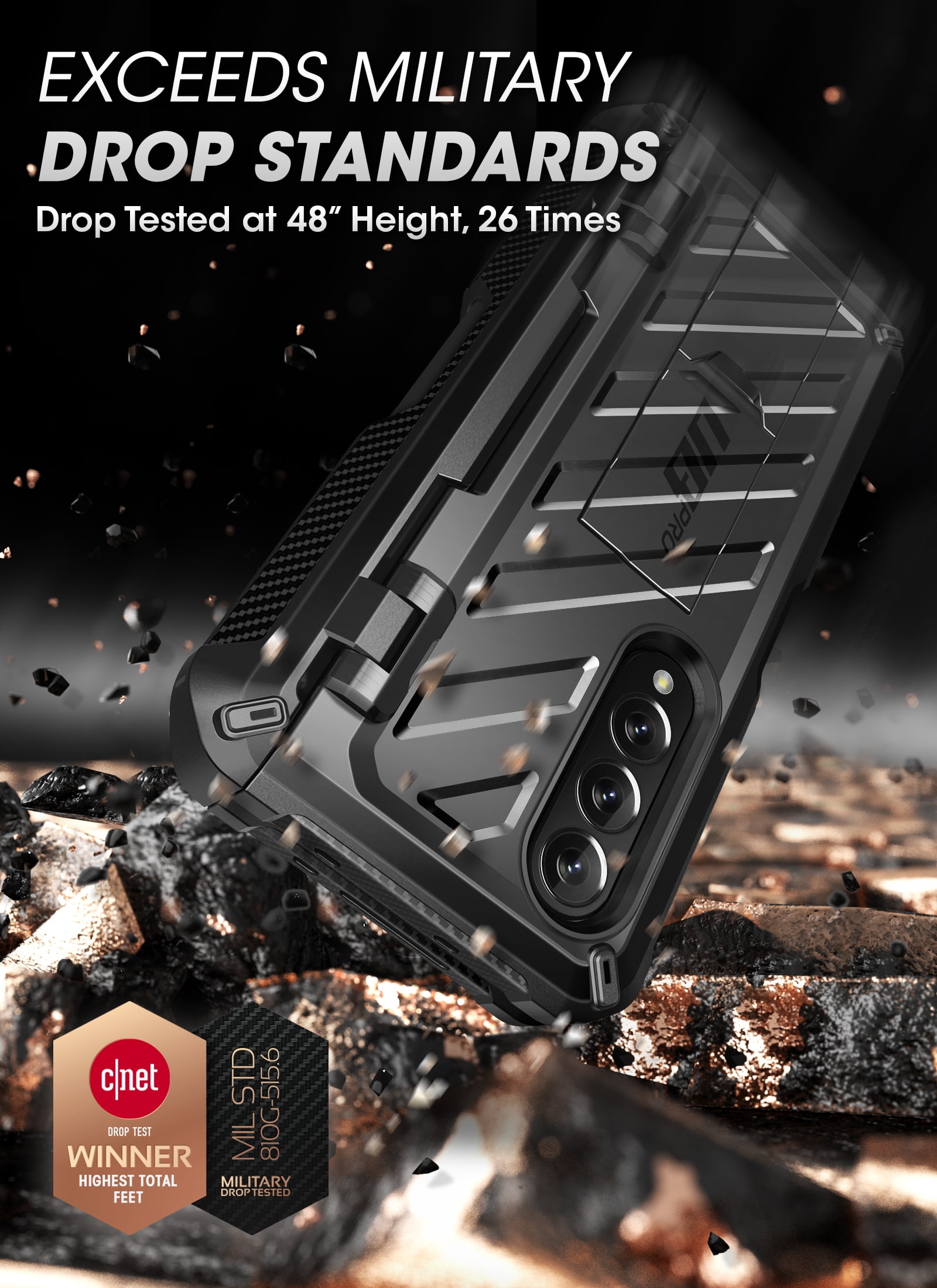 SupCase Unicorn Beetle Pro - Protective case for cell phone - rugged - with S-Pen holder - thermoplastic polyurethane (TPU) - black - for Samsung Galaxy Z Fold4