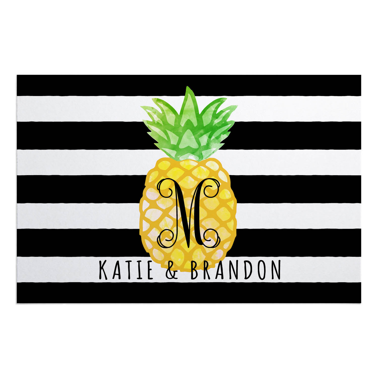 Pineapple Striped Personalized Doormat