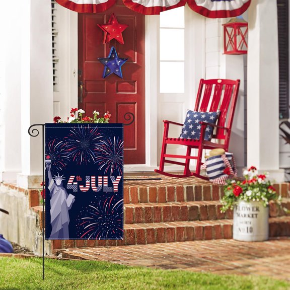 4th of July Statue of Liberty Decoration Burlap Garden Flag Patriotic American Outdoor Yard Flag 12" x 18"