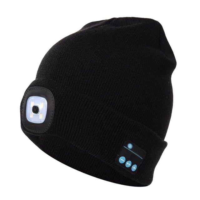 Gorro con Bluetooth, auricures inalámbricos, gorro LED de punto de invierno para mujeres, hombres, adolescentes, , niñas, deportes al aire libr Negro Sunnimix Sombrero de música caliente de invierno