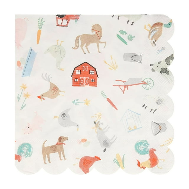 Servilletas grandes desechables Meri Meri On The Farm, paquete de 20