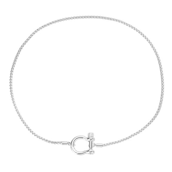 Uxcell Lock Necklace Screw Anchor Shackle with Foxtail Chain 17.7 Inch Stainless Steel Silver Buckle Necklace with Silver Wheat Chain for Women Men Fashion Jewelry Accessories