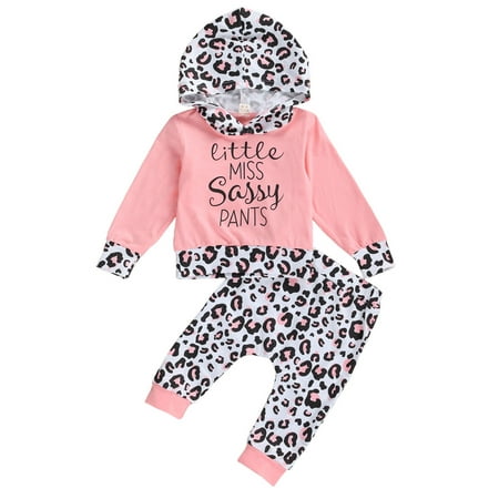 

Bowanadacles Baby Clothes Suit Jogger Pants Set Leopard Printed Long Sleeve Girl Trousers