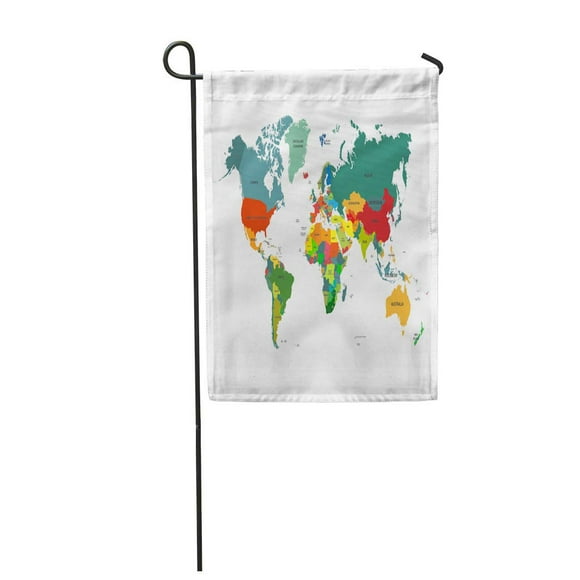 NUDECOR Flat World Map with Country Names White America Borders South Political Modern Garden Flag Decorative Flag House Banner 28x40 inch