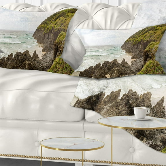 Designart Crescent Head Coastline in Australia - Landscape Printed Throw Pillow - 12x20