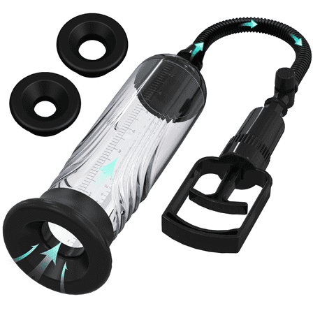 NCTTRP Men's Vacuum Enhancement Pump, Manual Use with 3 Suction Sleeves, Black, 3-Piece Set