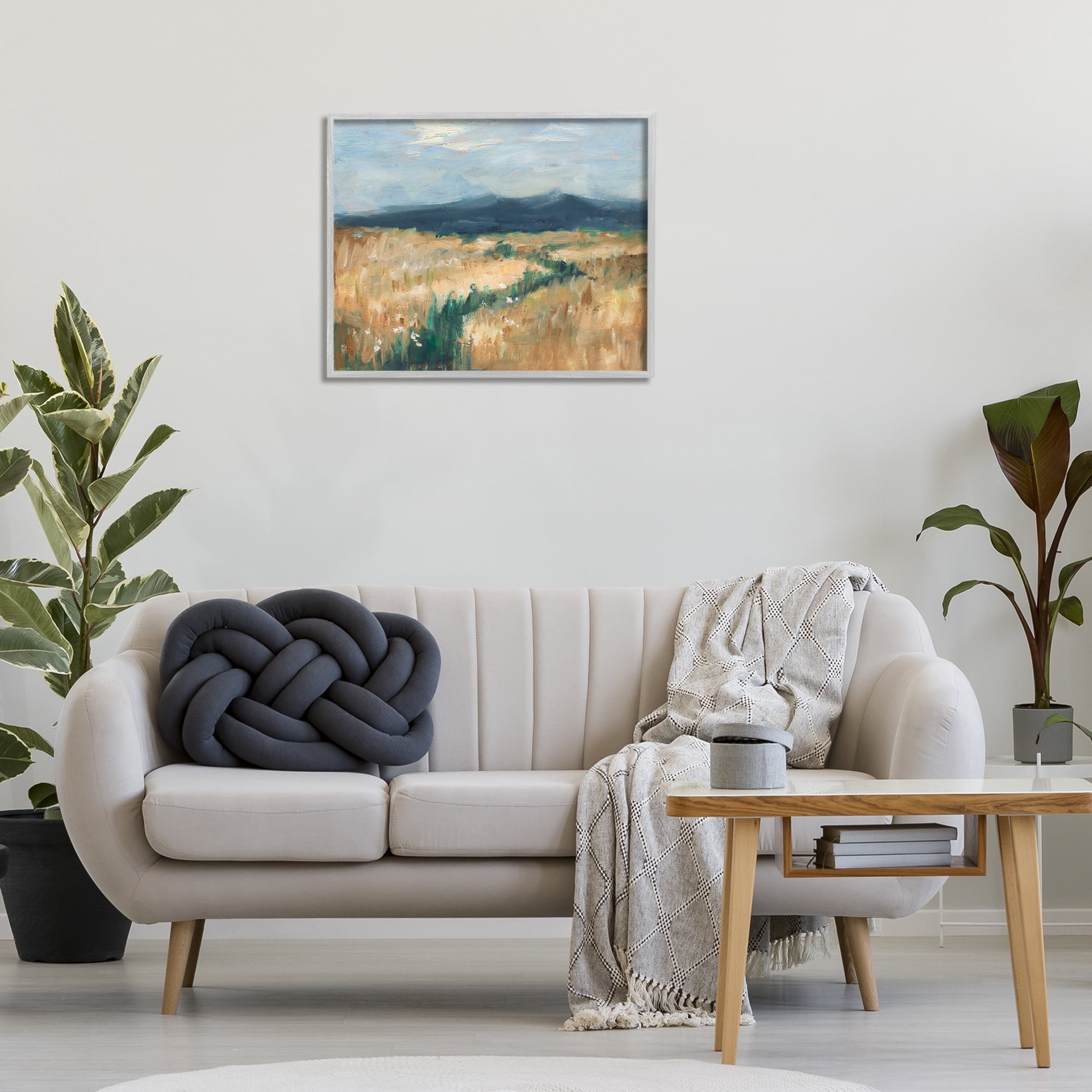 Stupell Industries Mountainous Trail Landscape Landscape Painting Gray Framed Art Print Wall Art, 30 x 24