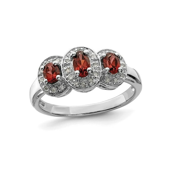 3/5 Carat (Ctw) Three Stone Garnet Ring in Sterling Silver