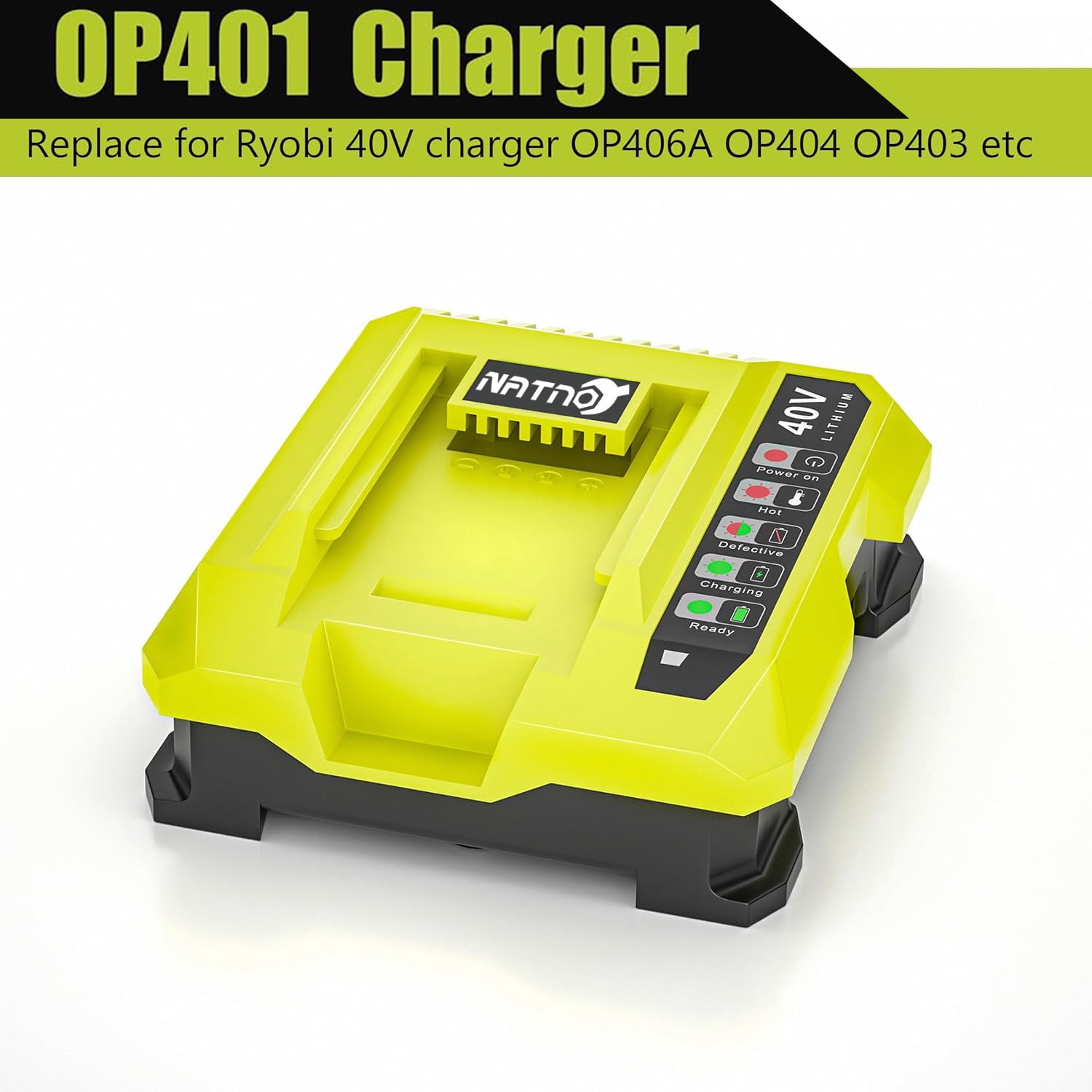 40V Charger for Ryobi OP401S 40V Battery, OP406A OP404 OP401 Replacemant Battery Charger for Ryobi OP40605 OP40602 OP40601 OP4050 OP40501 OP4050A OP4040 OP40404 OP40401 OP4030 OP40301 OP40201