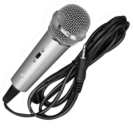 Wired Vocal Microphone, Handheld Condenser Mic, 3.5mm Connector (Silver)