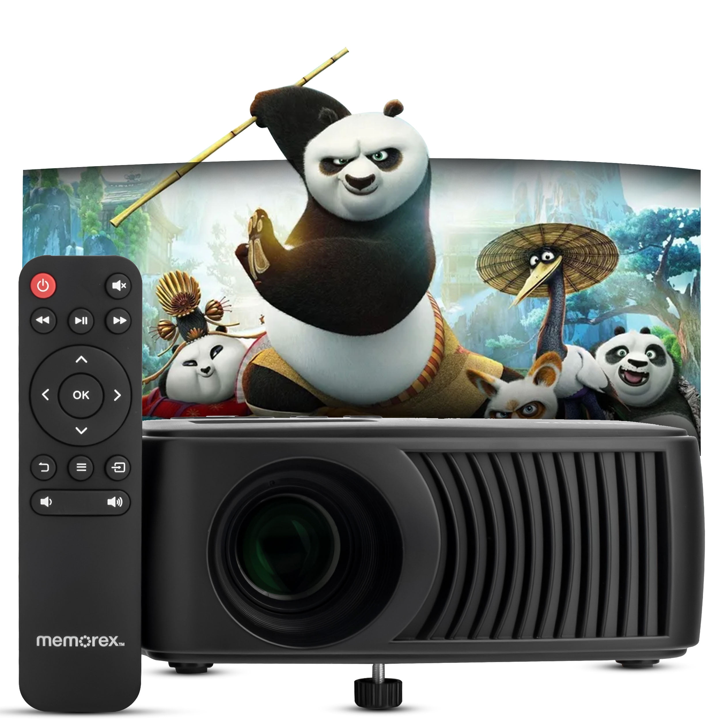 Memorex MX-PJS100 | 720P Bluetooth Projector with 100” Screen | HDMI/USB/AV Inputs | 90 ANSI Lumens, Built-In Speaker, and Wireless Audio Streaming