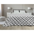 thumbnail image 1 of Fleur De Lis Down Alternative Comforter, Checkered Dotted Pattern with Monochrome Abstract Lily Flower Revival, Microfiber Quilt for All Season, 5 Sizes, Black White, by Ambesonne, 1 of 3