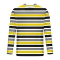 thumbnail image 5 of Zylanna Men's T-Shirts Tee, Stretchy Long Sleeve Crew Neck Striped Casual Tops for Man Yellow, 5 of 5