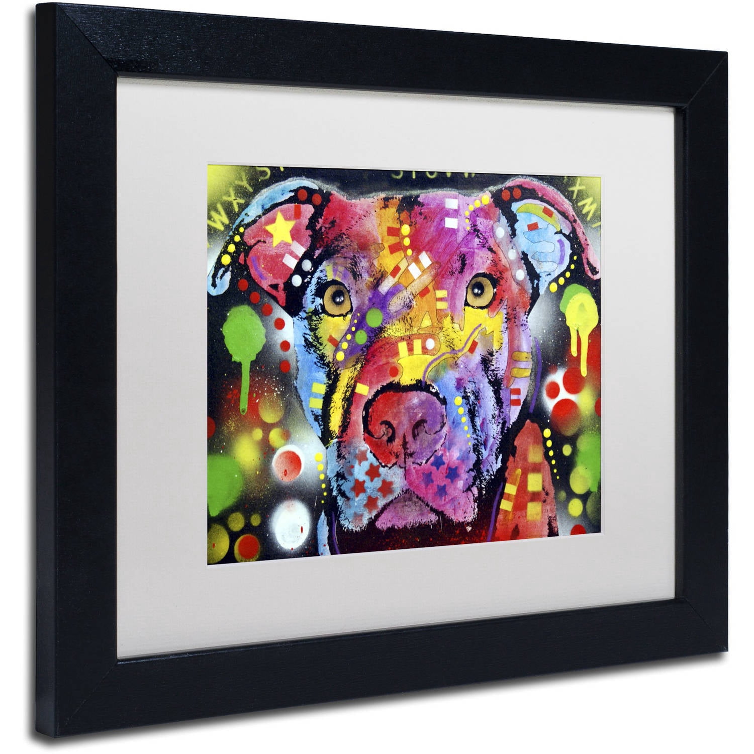 Trademark Fine Art "The Brooklyn Pit Bull" Canvas Art by Dean Russo, White Matte, Black Frame