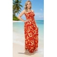 thumbnail image 3 of HAPPY BAY Women's Summer A-Line Maxi Smocked Top Slit Dress Long Beach Bohemian Strapless Tube Dresses for Women One Size Orange, Floral, 3 of 4
