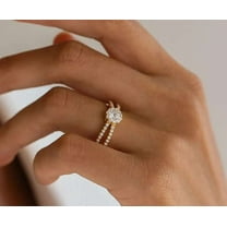 vylahjewellery Delicate Ring 2 CT Moissanite Round Cut Diamond Ring 14K Rose Gold Engagement Ring for Her