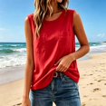 thumbnail image 6 of Noric Women's Cotton Linen Sleeveless Crew Neck Tank Top Solid Color Double Pockets Casual Loose Fit Summer Blouse for Daily Wear, 6 of 8