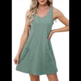 thumbnail image 1 of Vestidos de Mujer Sin Mangas con Cuello en V y Bolsillos, Verde M, 1 of 5