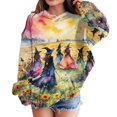 thumbnail image 3 of Abcomgle Halloween Hoodies for Teen Girls Horror Witches Gathering Print Sweatshirts with Hooded Cute Long Sleeve Pullover Sweatshirts with Pocket Winter Shirt for Teen Girls, 3 of 5
