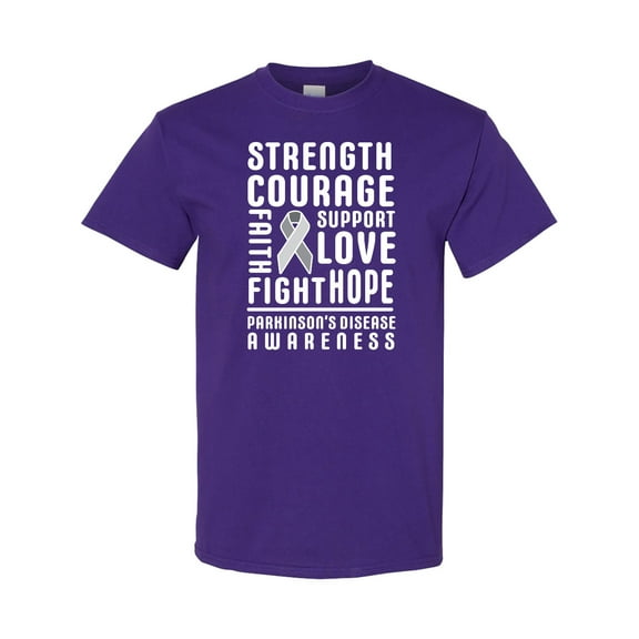 Inktastic Parkinson Disease Awareness Strength Courage and Support T-Shirt