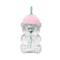 thumbnail image 1 of Vaso de cristal decorativo con forma de oso, 560 ml, vacío, con pajitas para café Rosa, 1 of 9