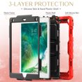 thumbnail image 4 of FJLBDE Case for iPad 6th / 5th Gen (2018 2017) / iPad Air 2 / iPad Pro 9.7 inch, Rugged Shockproof Tablet Cases Cover with Kickstand Shoulder Strap, Red, 4 of 7