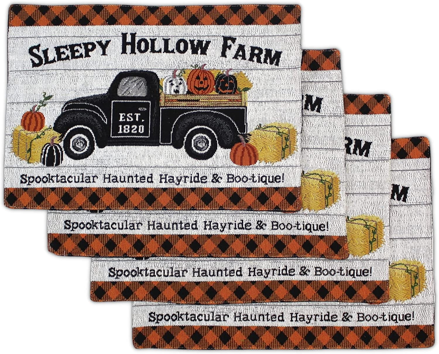 Holiday Fun Spooky Halloween Tapestry Placemats, Four (4) Piece
