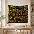 thumbnail image 5 of Green Botanical Bookshelf in a Dark Library, Cozy Maximalist for Book Lovers, Nature Inspired Decor, Housewarming Gift, Tapestry Wall Hanging for Study Room and Reading Nook, 5 of 7