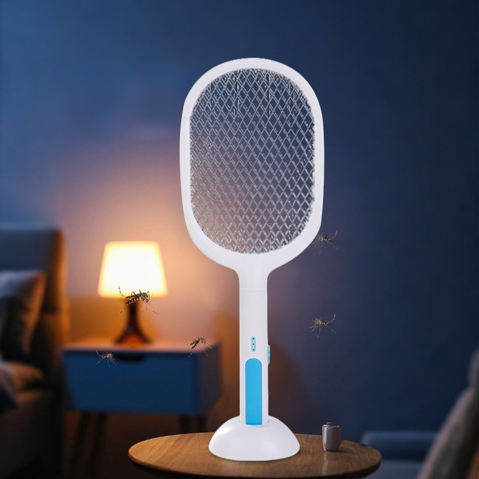 Electric Bug Zapper, Rechargeable Handheld Fly Swatter Racket with LED Light, Mosquito Killer Lamp, 3-Layer Safety Mesh Bug Zapper for Indoor & Outdoor Use, Powerful Grid