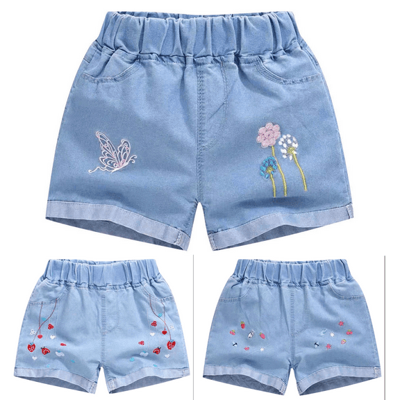 Isvgxsz New Denim Shorts Girls Summer Thin Style Medium Size Children'S and Girls' Printed Denim Shorts with Pockets for Sports and Casual Wear Girls Shorts Jeans