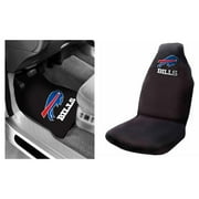 NFL Buffalo Bills 2 pc Front Floor Mats and Buffalo Bills Car Seat Cover Value Bundle