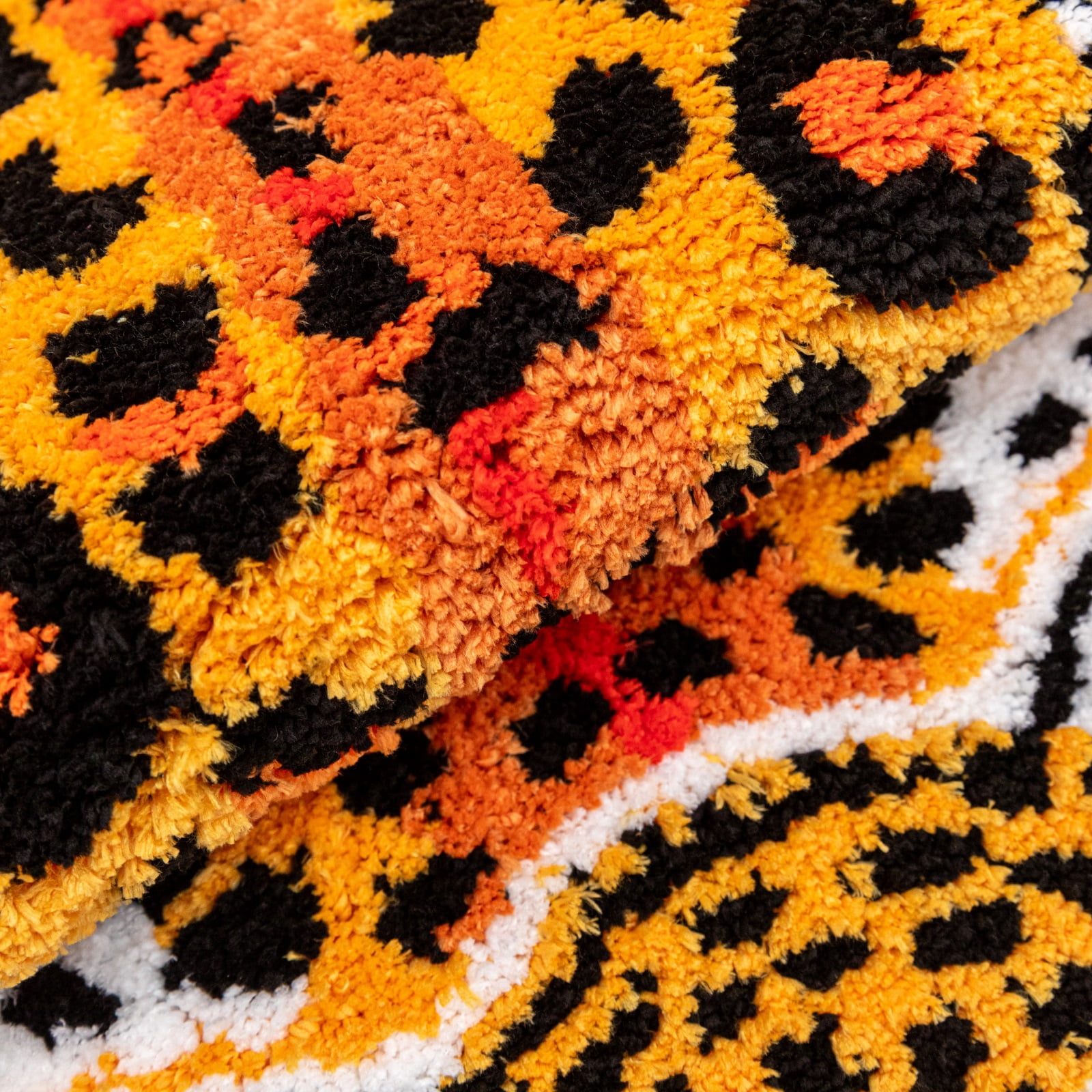 yingda1992 Orange Yellow Leopard Bath Mat for Bathroom Cute Cheetah Print Funny Cartoon Non Slip Animal Shaped Absorbent Bathtub Mat Plush Shower Door Mat Decor 39.3x25.5 Inch