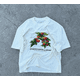 thumbnail image 4 of Camiseta holgada de algodón puro con estampado retro simple y moderno de estilo coreano, diseño de elementos de arte clásico Harajuku y2k, ropa de calle para parejas, 4 of 5