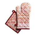 thumbnail image 1 of Maison d' Hermine Orient 100% Cotton Set of Oven Mitt (7.5 Inch by 13 Inch) and Pot Holder (8 Inch by 8 Inch) for BBQ Cooking Baking Grilling Microwave Barbecue Thanksgiving/Christmas, 1 of 3