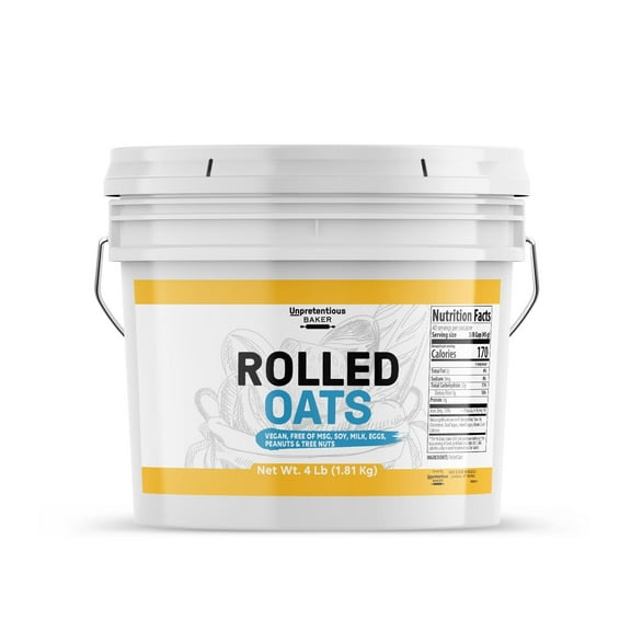 Unpretentious Rolled Oats, 1 Gallon Bucket, Old Fashioned Oats, Good Source of Iron 4 Pounds