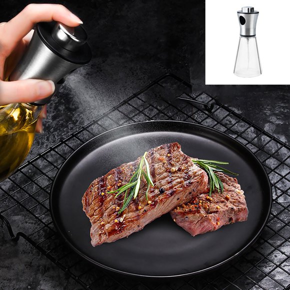 WIFKLSIIPG 200ml Glass Stainless Steel Cooking Oil Spray Cooking Oil Rapeseed Oil Spray Used in Multiple Venues(Clear)