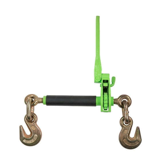 1/2" - 5/8" Hi-Viz Green Heavy Duty Folding Handle Ratchet Load Binder w/Grab Hook 18,100 lbs WLL | Tie Down Hauling Chain Binders for Flatbed Truck Trailer