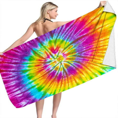 Tie Dye Beach Towel Blanket, Quick Dry And Sand Free Towel for Adults, 30"X60"Large And Lightweight Cool Travel Bath Pool Swimming Towel, Ideal Rainbow Gifts for Family