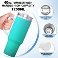 thumbnail image 3 of Pofeuu Turquoise Light Blue Print 40oz Ice Bully With Handle And Straw Stainless Steel Vacuum Insulated Cup And 2 In 1 Straw Lid, 3 of 8