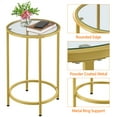 thumbnail image 6 of Alden Design Round Metal End Table with Glass Top for Livingroom, Gold, 6 of 8