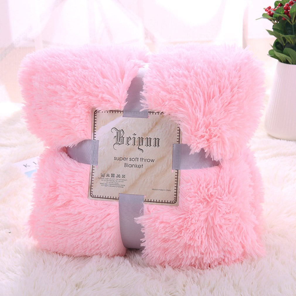 Super Soft Faux Fur Lightweight Warm Cozy Plush Fluffy Decorative Blanket for Couch,Bed Shaggy Long fur Throw Blanket Chair 51x63, Beige