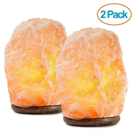 Carved Wood Bass - mockins 2 pack natural hand carved himalayan salt lamp with a stylish wood base & bulb with on and off switch 6 - 8 inches 5 - 7 lbs - holiday gift