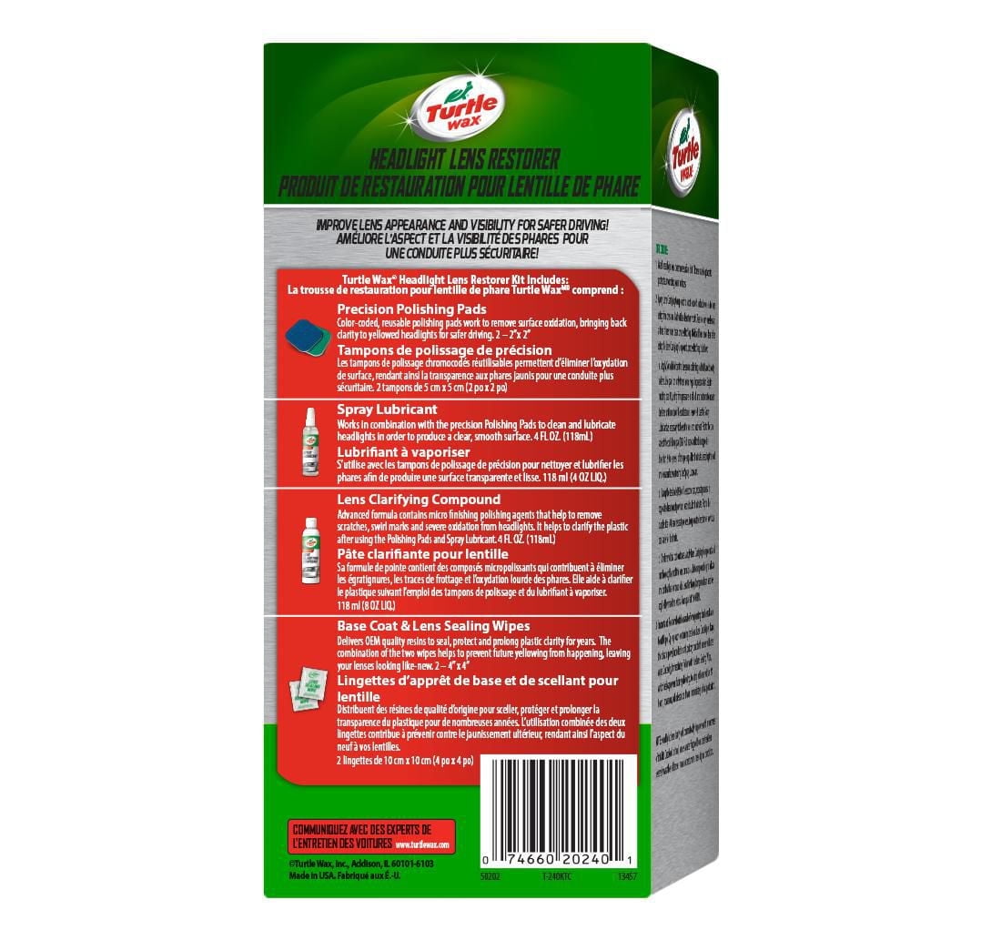 Turtle Wax Produit de restoration pour lentille de phare Restoration Lentille