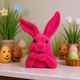 thumbnail image 5 of QuanTara Easter Bunny Ornament, 6.5x4.92x3.15in Pink Resin Flocked Bunny Statue, Green Velvet Spring Garden Decor,indoor Home Table Decoration, Holiday Party Favors, 5 of 9