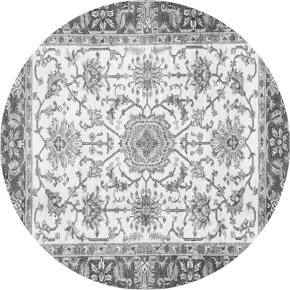 Ahgly Company Indoor Round Oriental Gray Traditional Area Rugs, 3' Round
