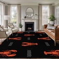 thumbnail image 2 of Area Rug 60×96in, Abstract Red Lobster on Black Floor Carpet Living Room Rug, Ocean Waves Marine Life Non-Slip Welcome Mat Indoor Rugs for Bedroom Dining Room, 2 of 9