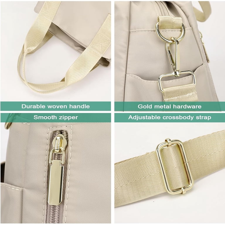 Lightweight 3 Compartments Crossbody Bag for Women Triple Zip Top